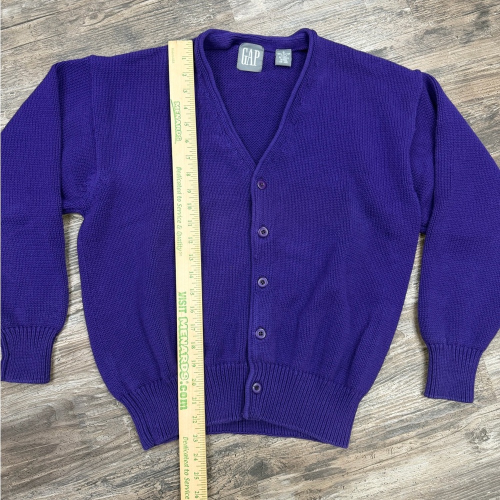 Vintage 90s GAP Purple Cotton Cardigan Sweater Minimalist Classic S - Picture 4 of 7